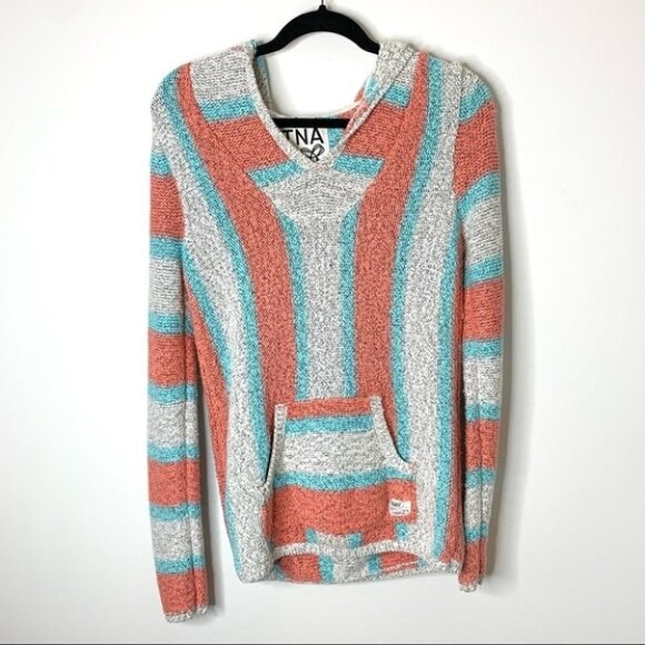 Aritzia TNA Cotton Baja Sweater Pullover Hoodie pullover Orange Blue Size XS - Picture 3 of 13